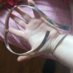 Sterling silver 925 hinged necklace collar choker mexico Modernist Torque